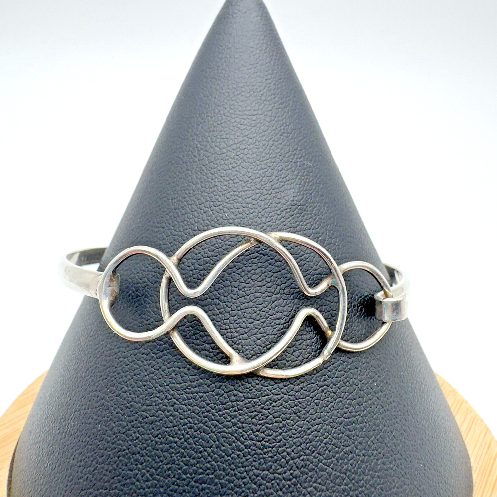 Taxco Sterling Silver Bangle Bracelet Sz 7 Mexico Knot Eagle Mark Signed Vintage